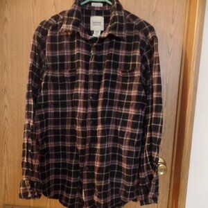Basic Editions Heritage Men's Classic Fit Plaid Flannel Shirt, Size L